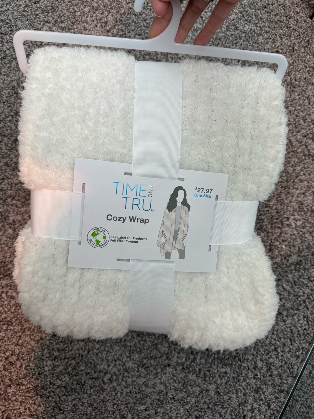 Time and Tru Cozy Wrap - White Faux Fur Lounge Shawl